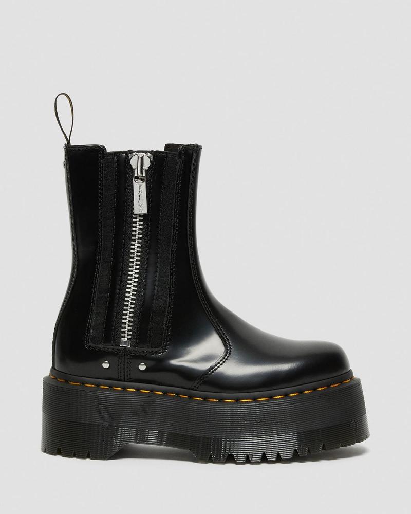 Dr Martens 2976 Max Leren Platform Enkellaars Dames Zwart | NL 75HAP